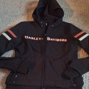 Harley-Davidson Black Jacket with Orange and White Accents
